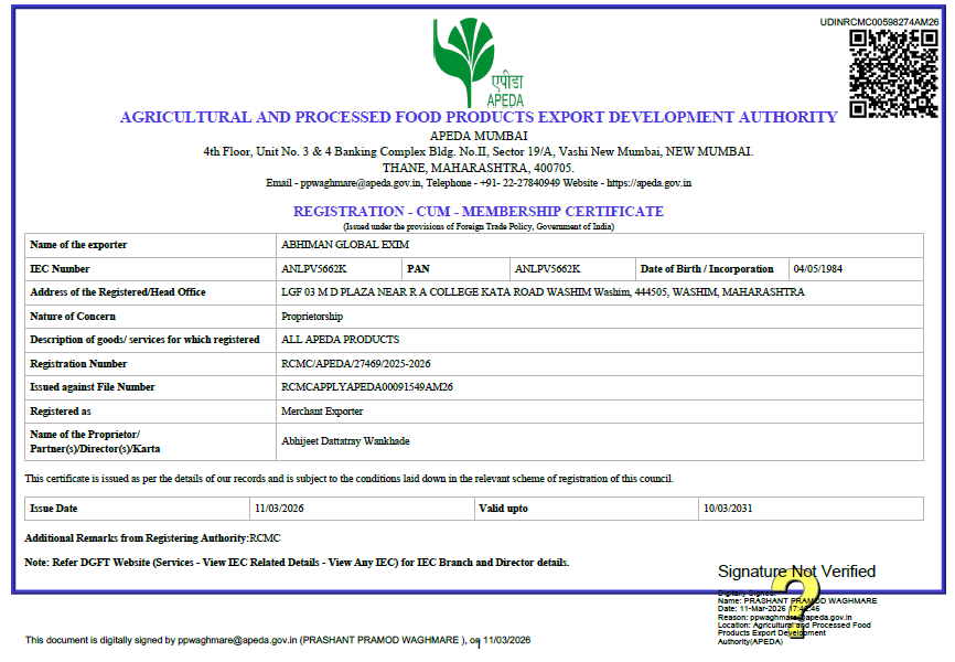apeda rcmc certificate